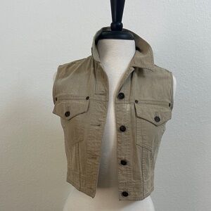 Lizwear by Liz Claiborne Petite Khaki Denim Vest - Button Front